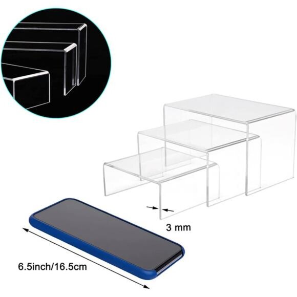 2 Sets Acrylic Display Risers(3",4",5") Clear Product Stand,Cupcakes Holder - Picture 3 of 7